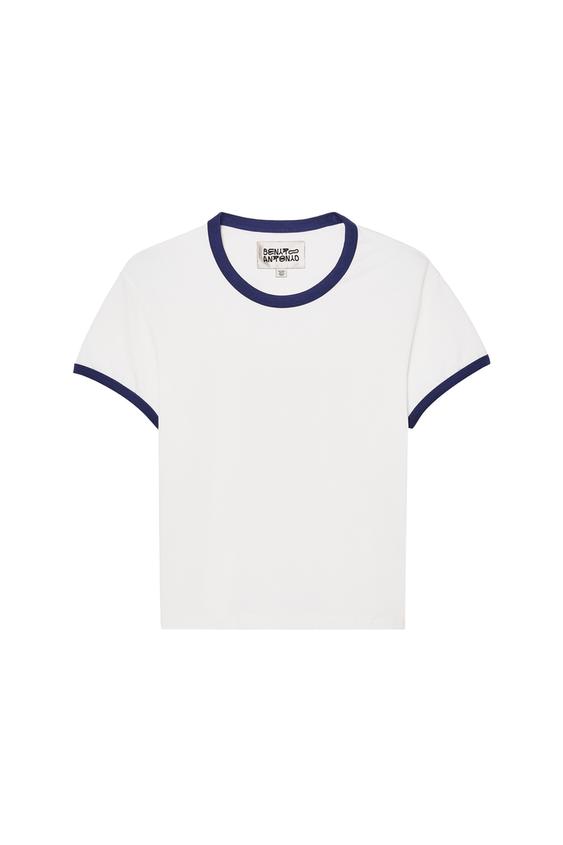 T-SHIRT CÔTELÉ COUPE ÉTROITE CONTRASTE - Blanc cassé de Zara - Image 2