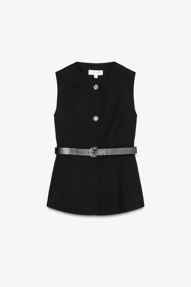 LANGE WESTE MIT GÜRTEL - Schwarz von Zara - Bild 0