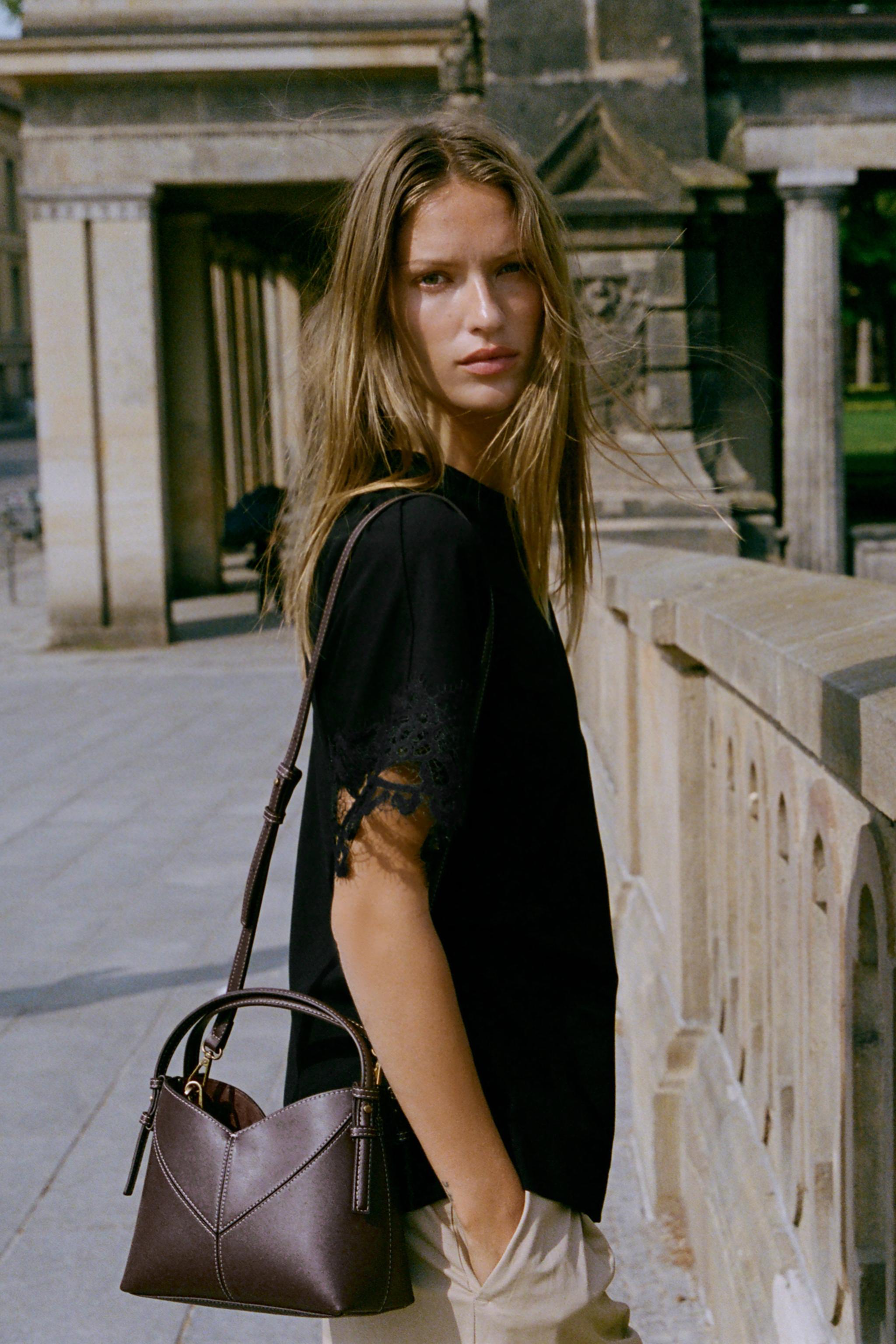 MINI SEAM DETAIL BUCKET BAG — Chocolate
