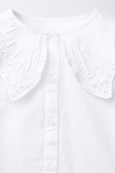 EMBROIDERED COLLAR SHIRT - White by Zara - Image 2