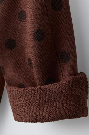 PANTALON EN MOLLETON BLOOMER À POIS - Marron de Zara - Image 3