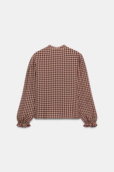 BLOUSE À CARREAUX VICHY ET VOLANTS - Bordeaux de Zara - Image 7