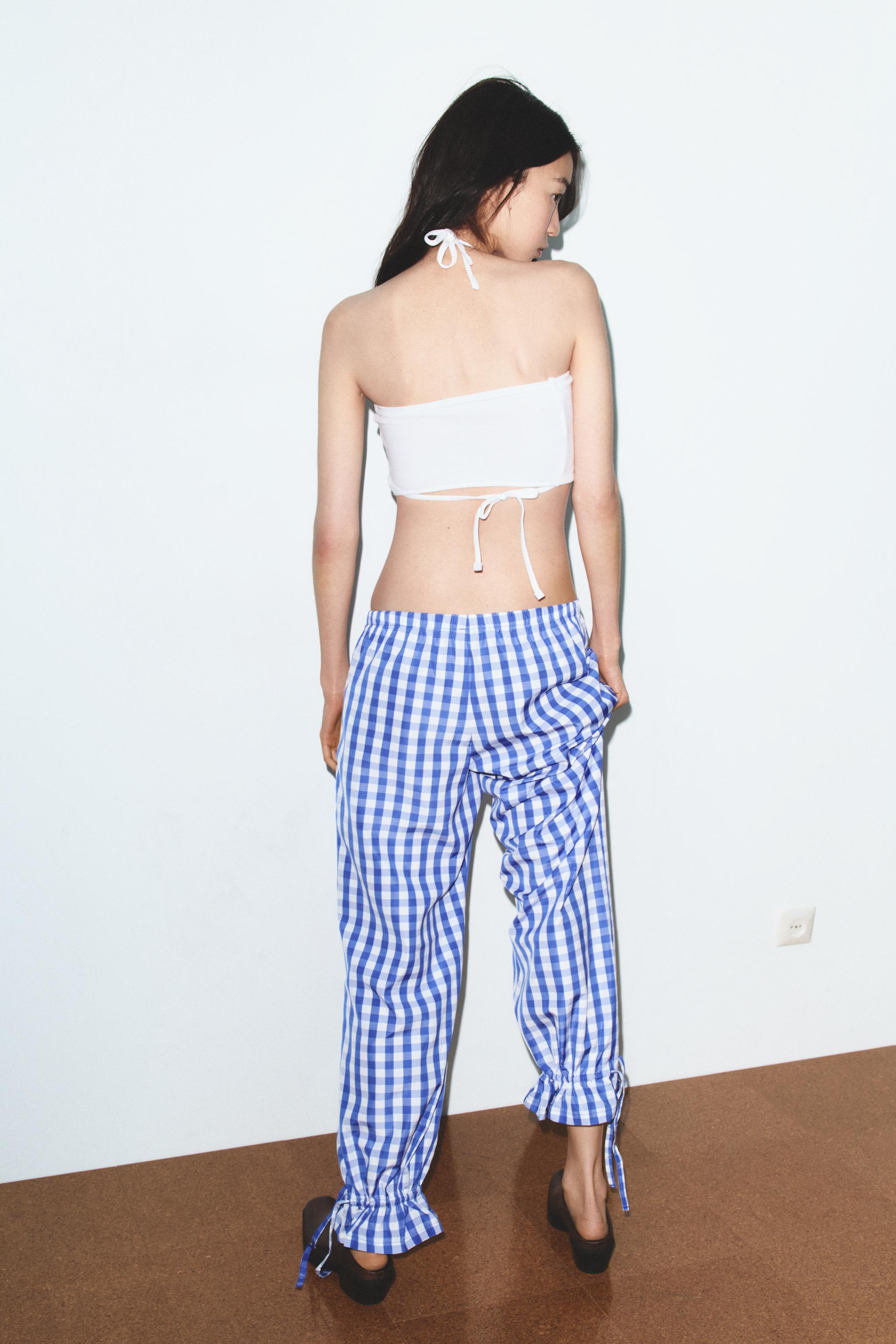 PANTALON À CARREAUX VICHY EN NYLON