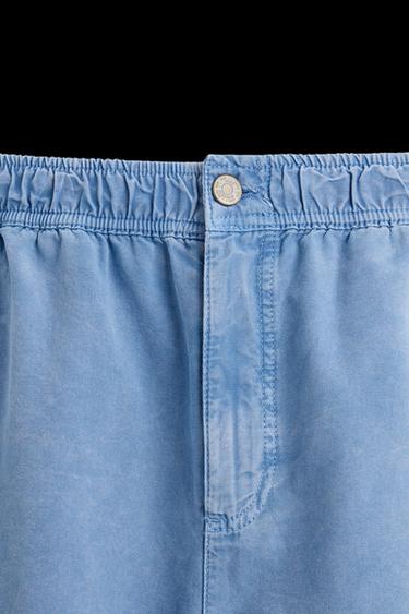 WASHED CANVAS TROUSERS - Light blue by Zara