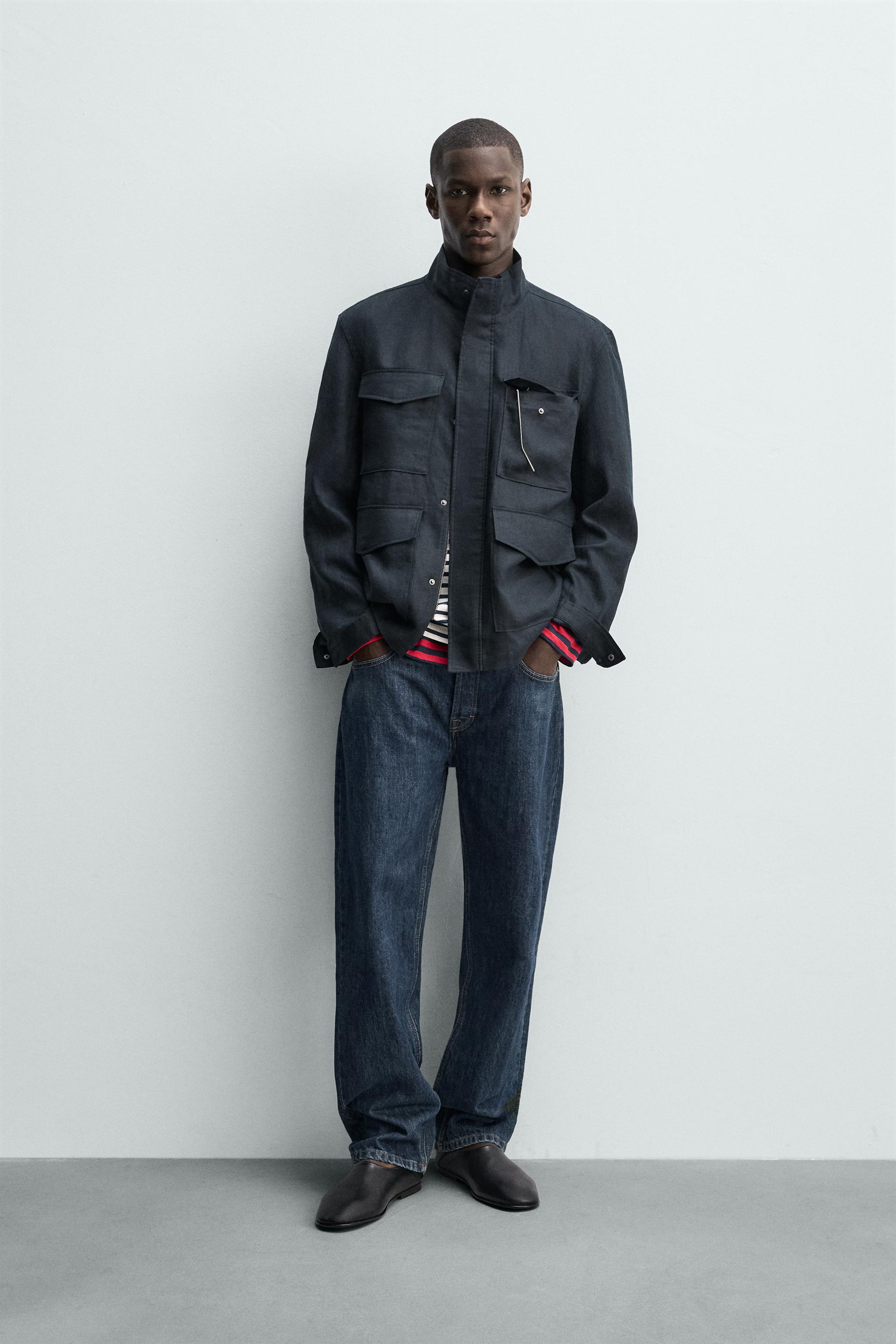 BLOUSON À POCHES 100% LIN