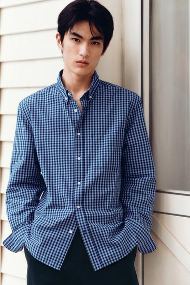 Zara 標準版純棉襯衫 - 藍色 / 海藍色