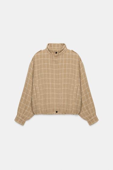 CHECK BOMBER JACKET - Beige by Zara - Image 0