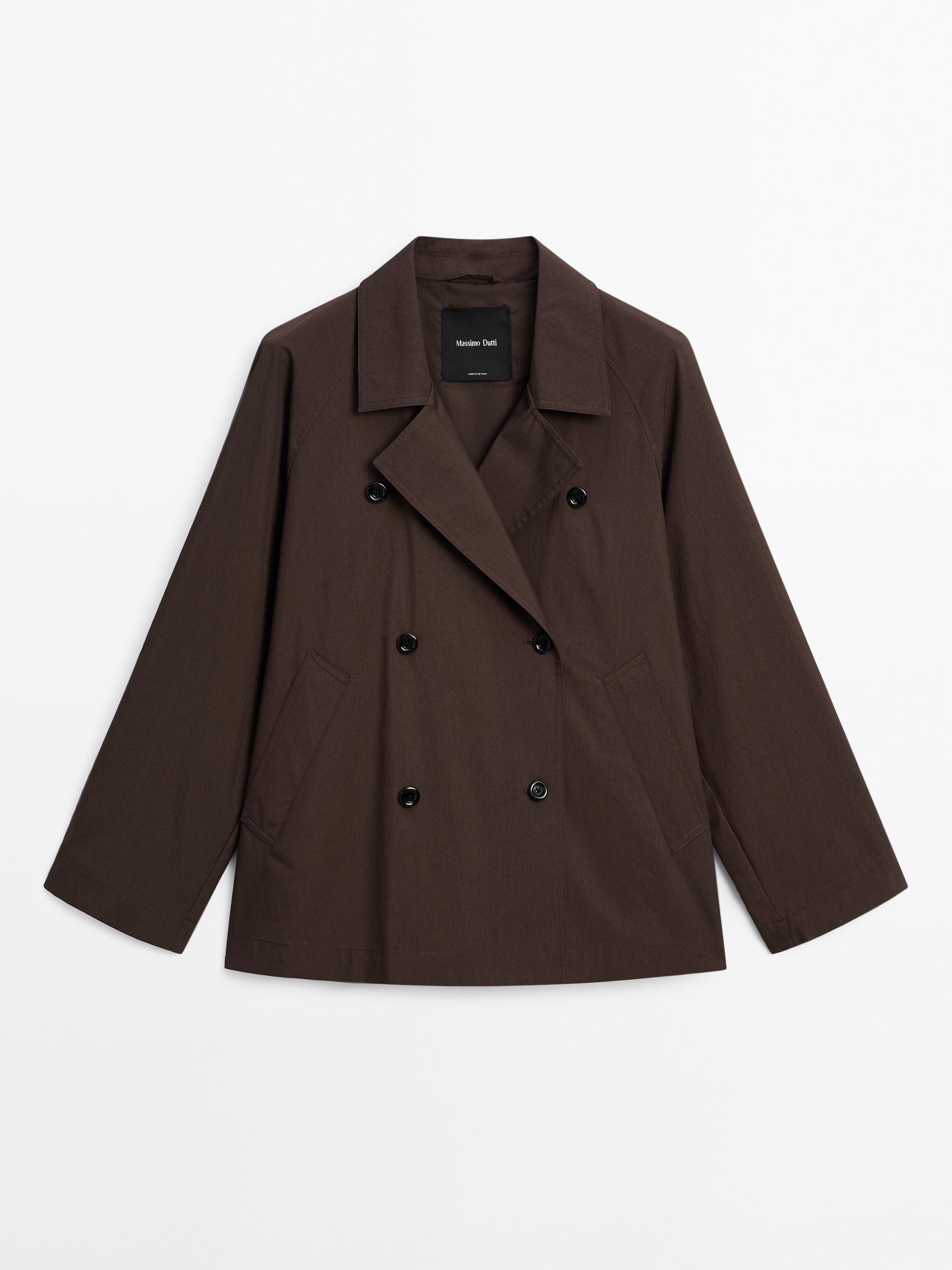 Cotton blend trench coat with back detail