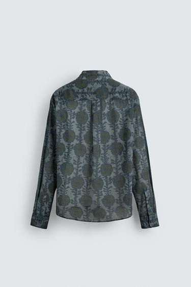 RELAXED FIT FLORAL PRINT SHIRT - Greens by Zara - Image 8