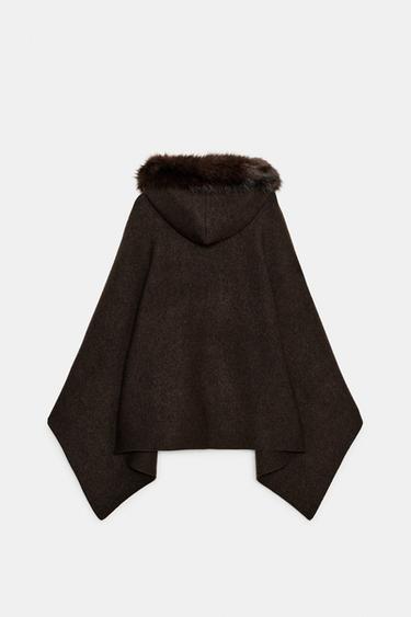 CAPE EN MAILLE EFFET FOURRURE - Marron de Zara - Image 3