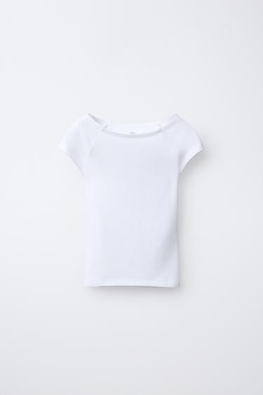 PLAYERA LISA CON MODAL - Blanco de Zara - Imagen 0