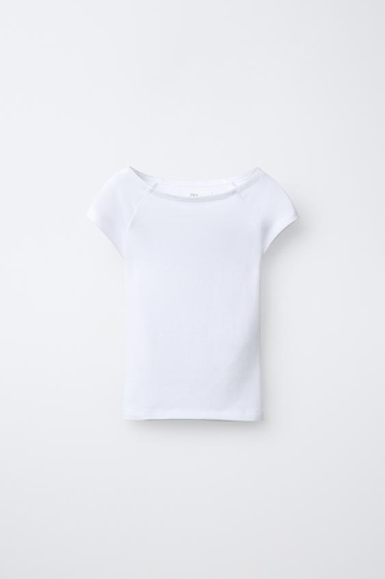 CAMISETA LISA CON MODAL - Blanco de Zara - Imagen 0