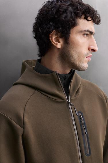 TECHNICAL ZIP-UP HOODIE - Brown by Zara
