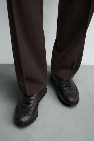 CASUAL LEATHER TRAINERS - Black by Zara - Image 2