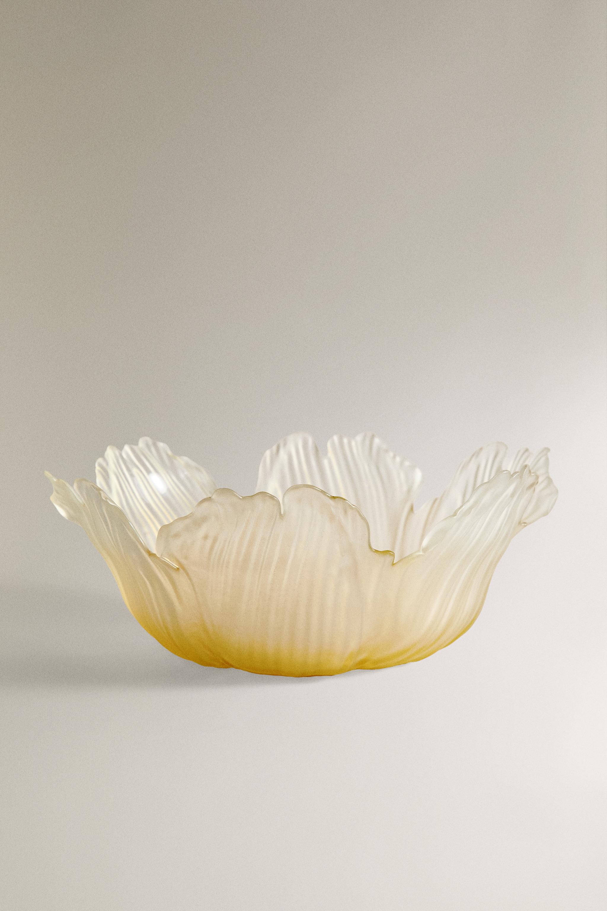 GLASS FLOWER SALAD BOWL - Yellow | ZARA United States