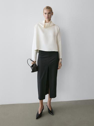 Zara Flowing V-neck top - STUDIO - Ecru