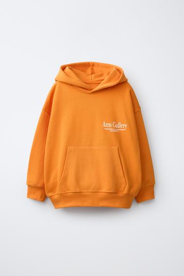 SWEATSHIRT MET CAPUCHON EN TEKST - Oranje van Zara