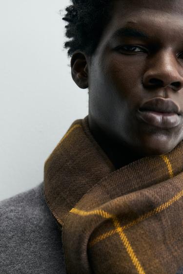 ÉCHARPE COMBINÉE À CARREAUX - Marron de Zara - Image 1