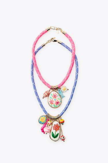 Zara 2-PACK CORD AND CHARM NECKLACES - Golden
