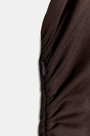 SHORT DRAPED LACE DRESS - Brown by Zara - Image 8