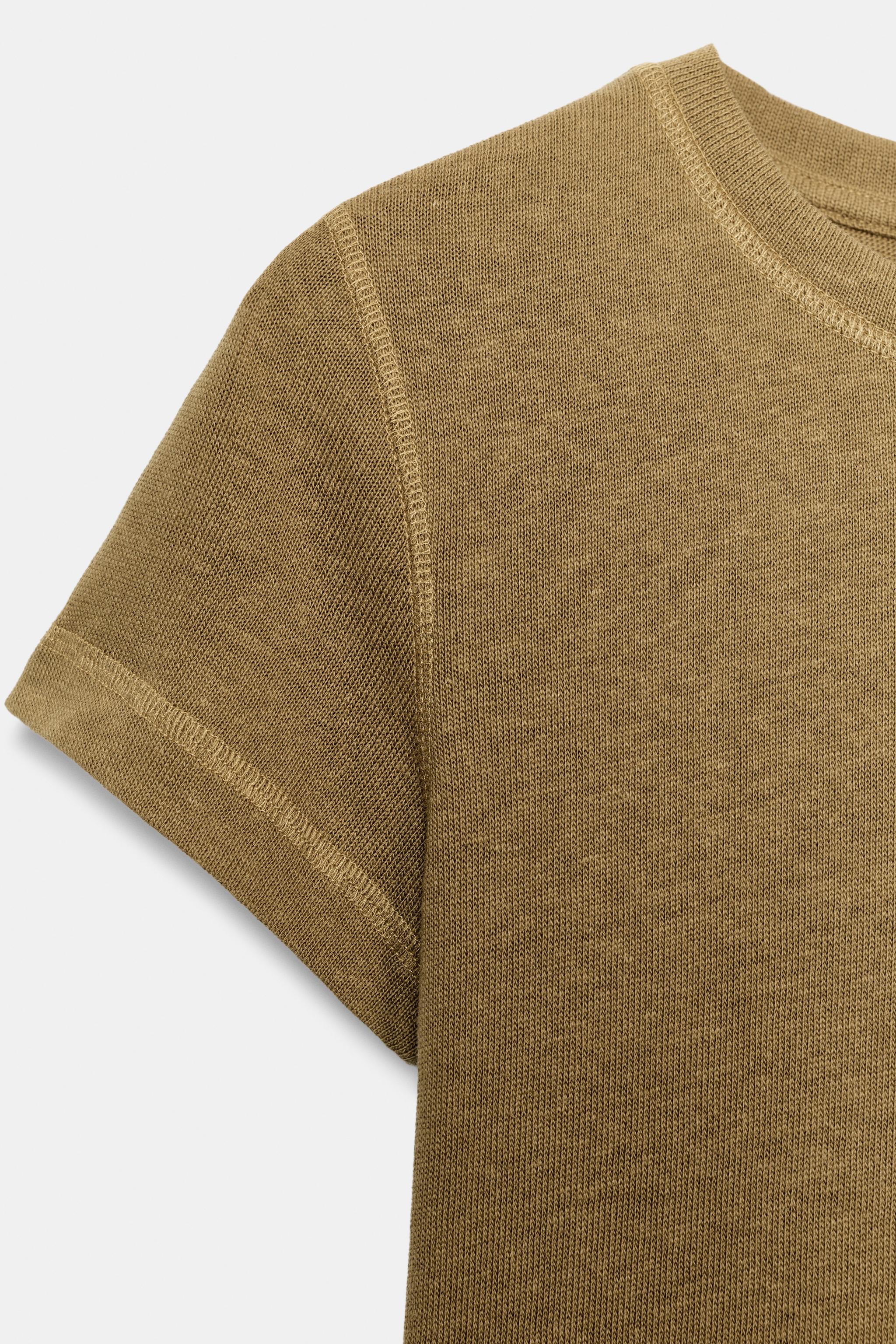 Zara KISA KOLLU RUSTİK T-SHIRT görsel 7
