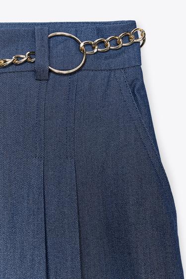 CHAIN BELT LONG BERMUDA SHORTS - Blue / Indigo by Zara - Image 6