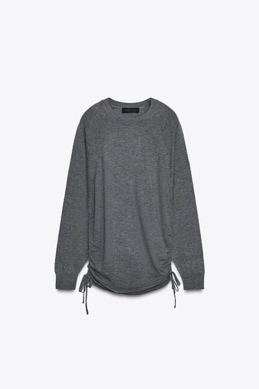 سترة محاكة بربطات - رمادي الخاص بـ Zara