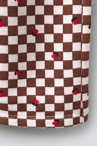 JUPE-CULOTTE À CARREAUX DAMIER - Chocolat de Zara - Image 3