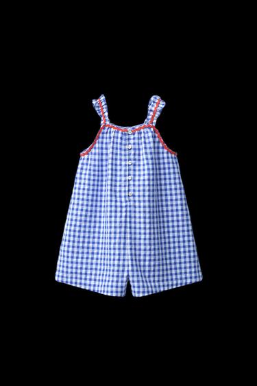 Zara GINGHAM WAVE TRIM SHORT JUMPSUIT CASA LAWA X ZARA KIDS - Bluish - Image 0