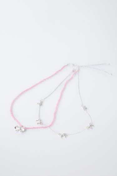 LOT DE DEUX COLLIERS À NŒUDS - Rose de Zara - Image 1