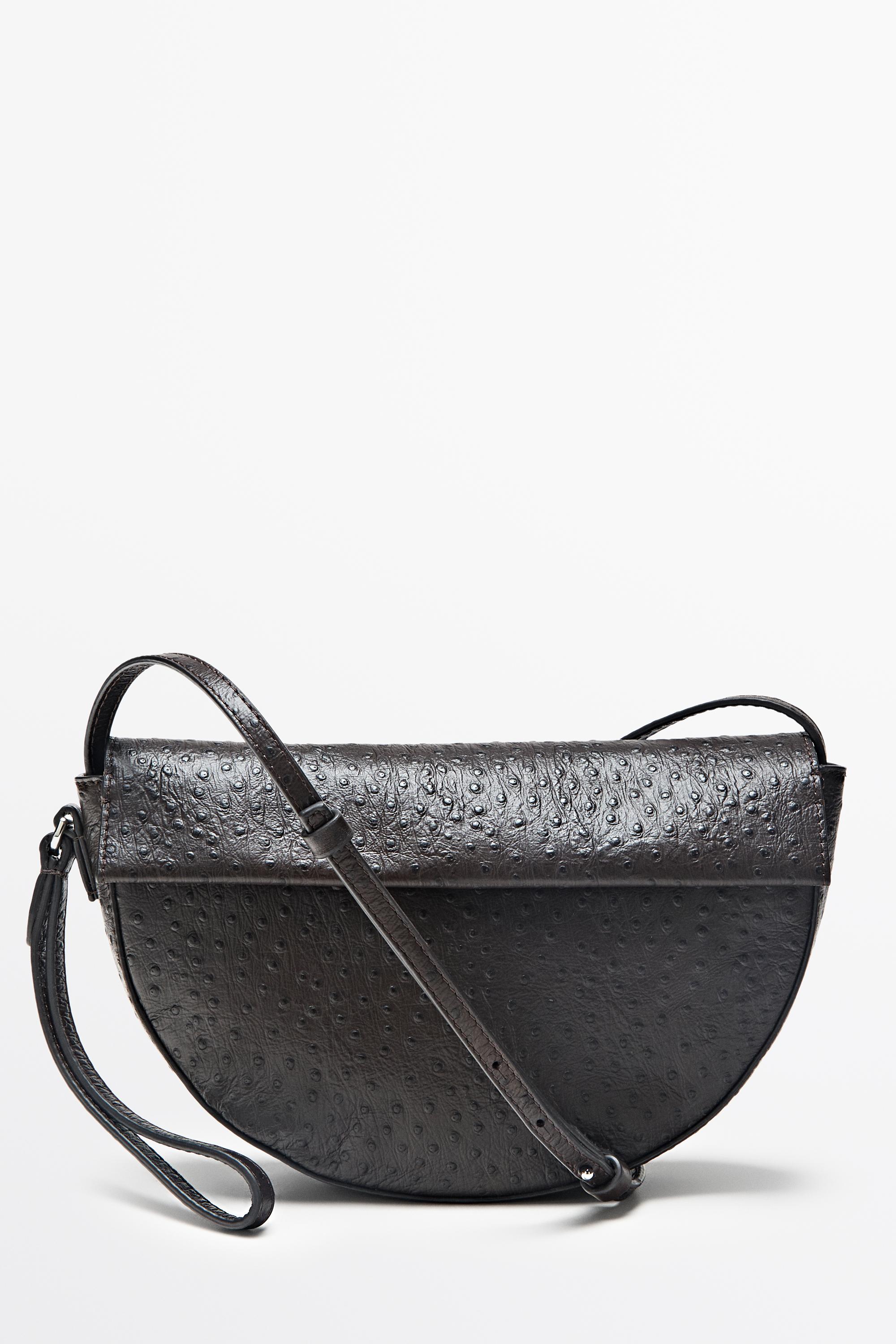 Textured nappa leather crescent handbag