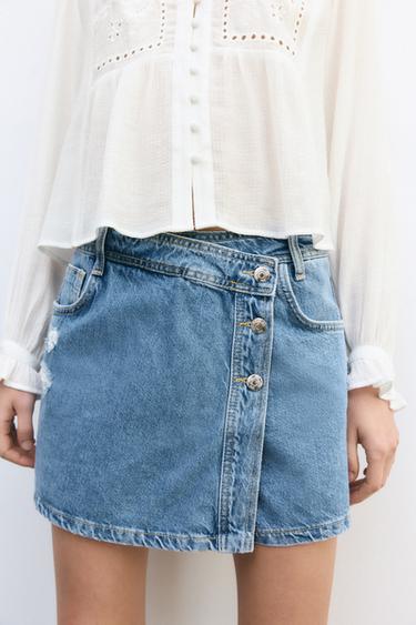 Z1975 RIPPED DENIM SKORT - Mid-blue by Zara - Image 0