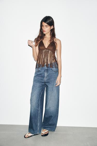 TOP EFECTO ANTE FLECOS - Marrón de Zara