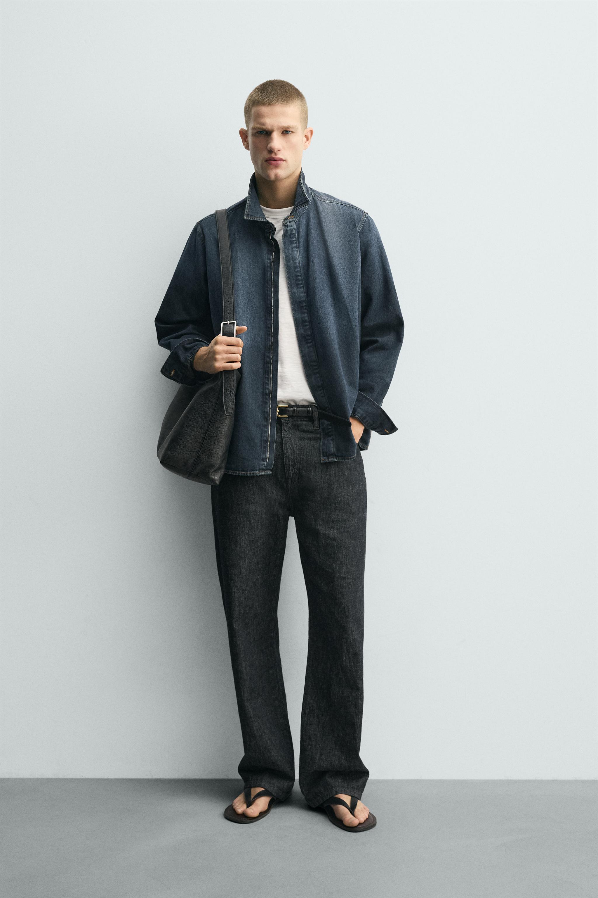 ZIP-UP DENIM SHIRT