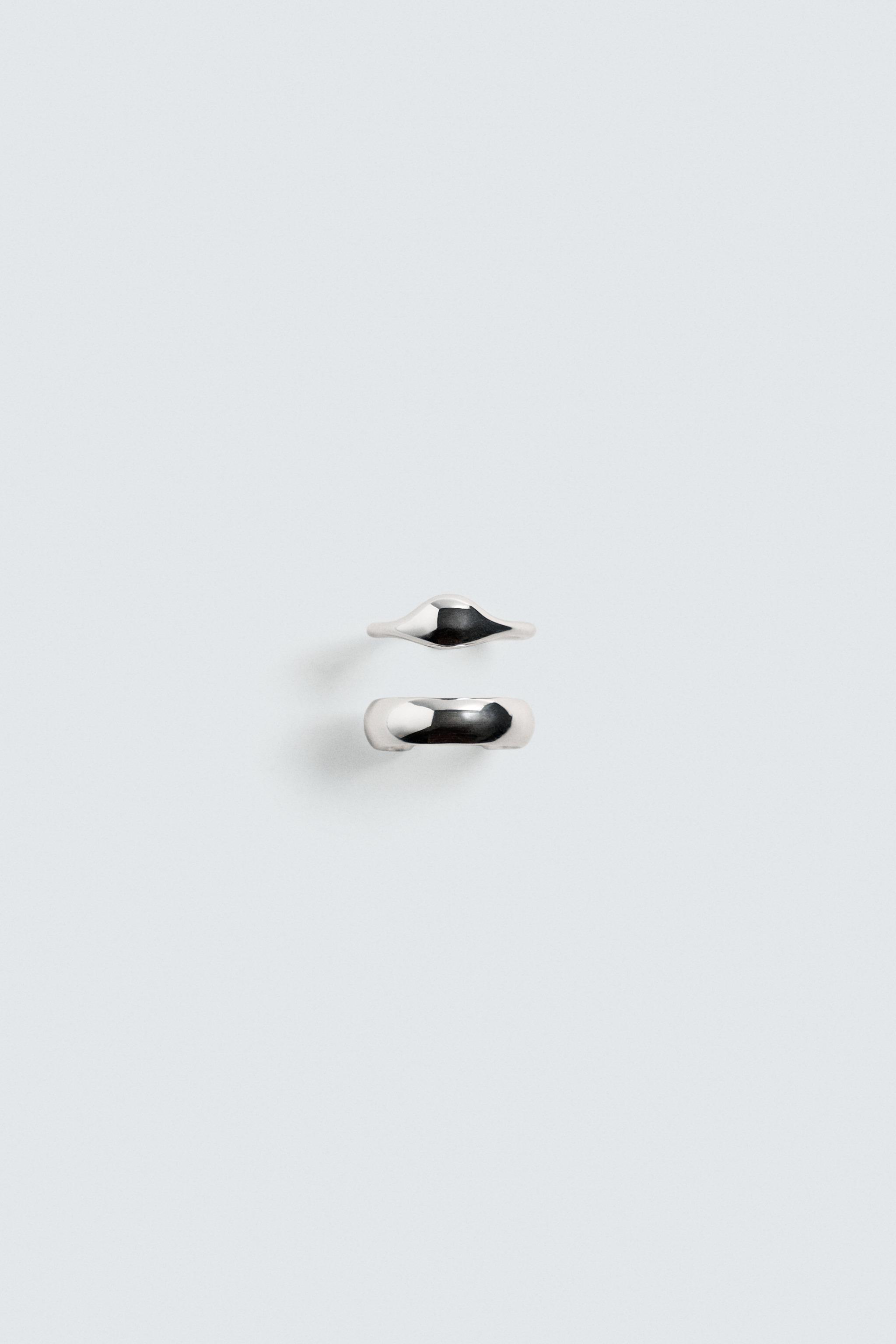 コンビネーションメタルリング 2個セット - シルバー | ZARA Japan / 日本