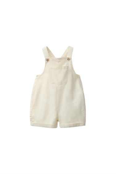 PETO CORTO CON LINO Y ALGODÓN - Amarillo claro de Zara