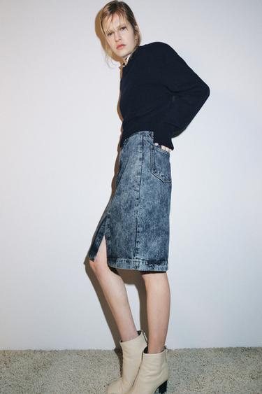 ZW COLLECTION DENIM MIDI SKIRT - Light blue by Zara - Image 3