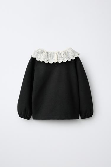SOFT TOUCH EMBROIDERED COLLAR T-SHIRT — Black 2