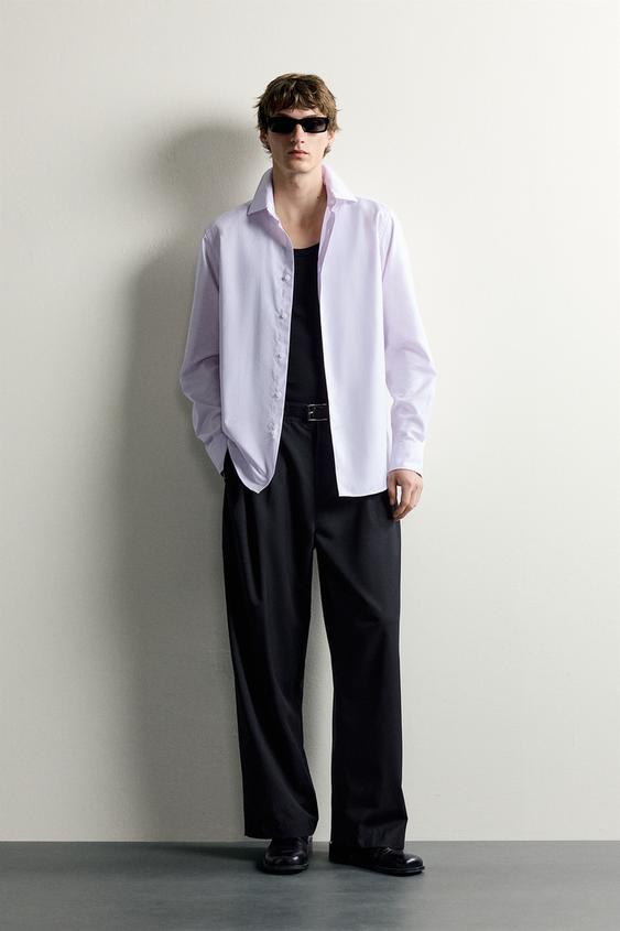 CAMISA SLIM FIT LISTRADA - Malva-claro da Zara - Imagem 0