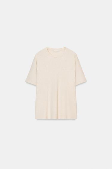 T-SHIRT FLUIDE À MANCHES COURTES - Écru de Zara - Image 4