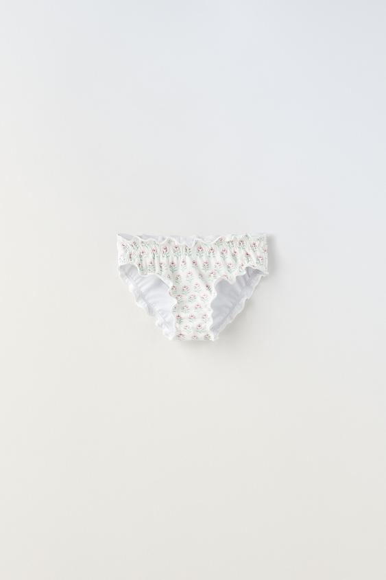 FLORAL BIKINI BOTTOMS Oysterwhite ZARA Australia