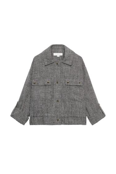 CHAQUETA CORTA MANGA REMANGADA - gris antracita de Zara