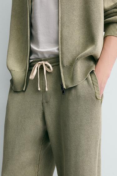 TEXTURED KNIT TROUSERS - Green by Zara