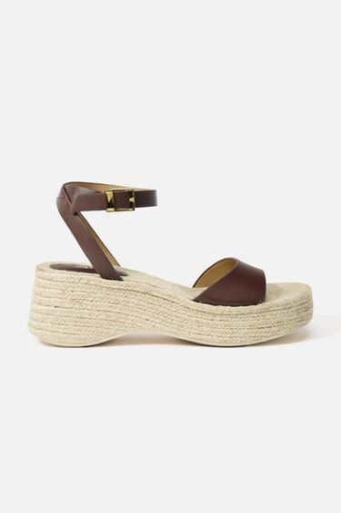 BRAIDED TOP WEDGE - Dark tan by Zara