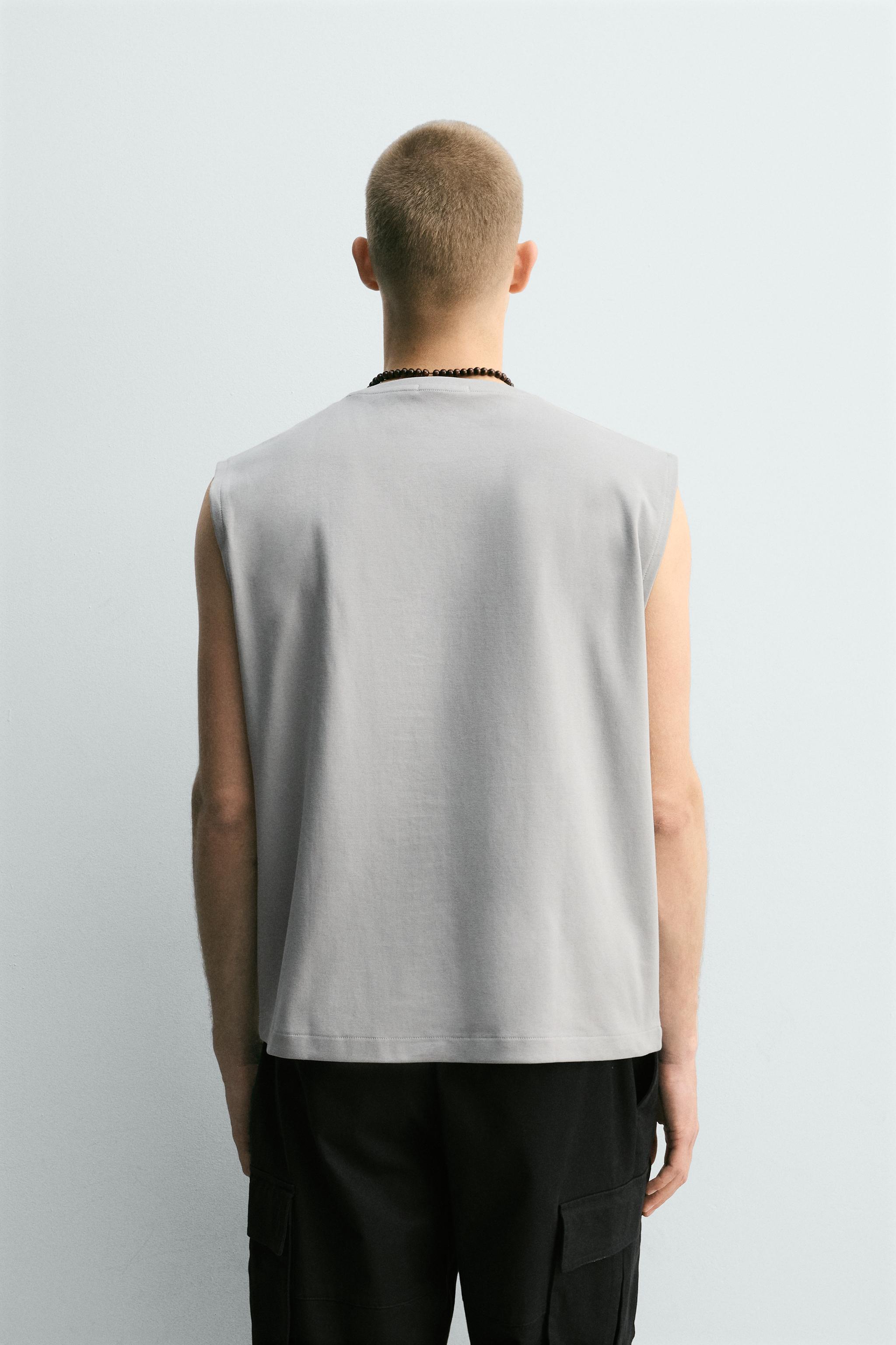 RELAXED FIT INTERLOCK PLEAT TANK TOP - Light grey | ZARA Iraq