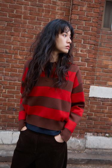 스트라이프 니트 폴로셔츠 - Zara 스트라이프