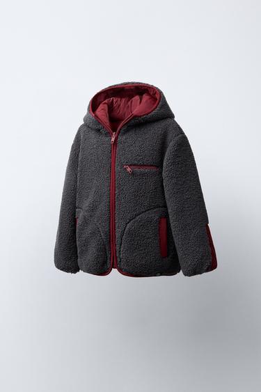 VESTE RÉVERSIBLE DÉPERLANTE EN MOUTON SYNTHÉTIQUE - Rouge foncé de Zara - Image 2