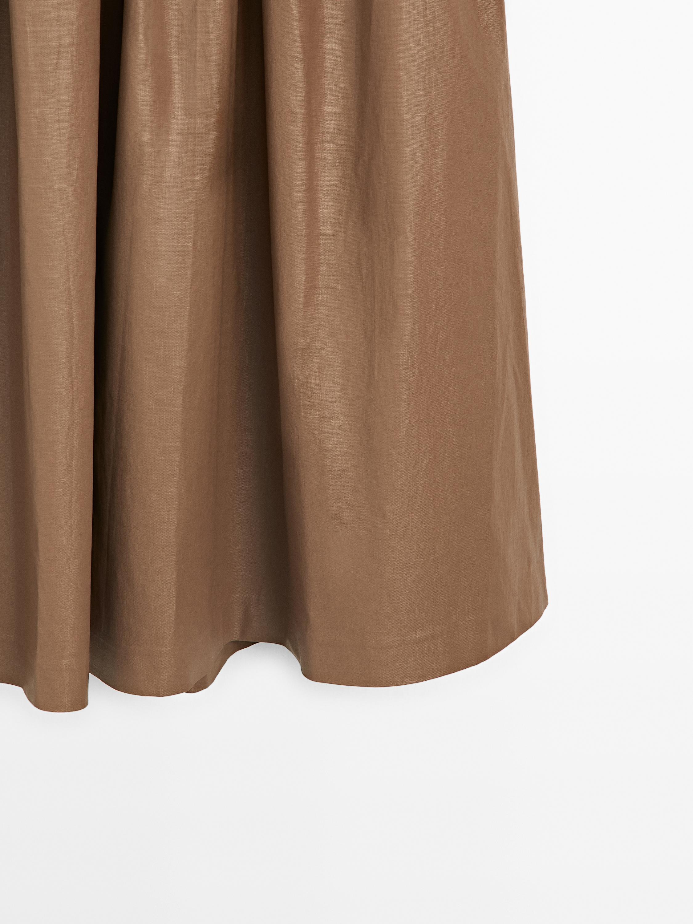 Jupe midi en tissu festonné avec empiècement - Studio