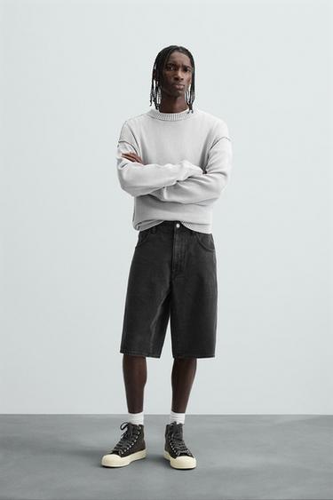 BAGGY FIT DENIM BERMUDA SHORTS - Black by Zara