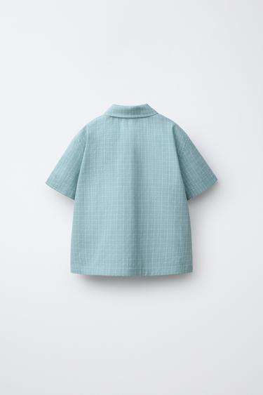CHECK SHIRT WITH POCKETS - Light blue by Zara - Image 1